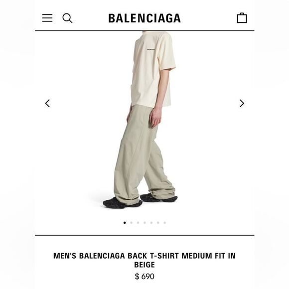 NEW BALENCIAGA UNISEX BACK T-SHIRT MEDIUM FIT IN BEIGE - Picture 6 of 12